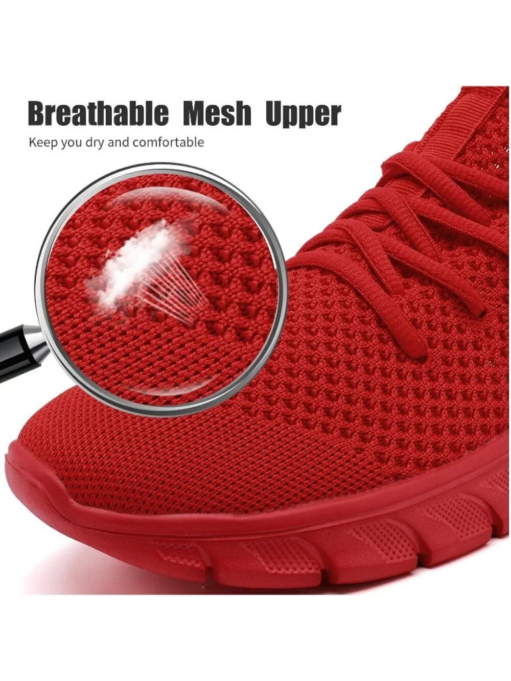 Men's Red Workout Athletic Lightweight Casual Sport Slip On Walking Sneaker